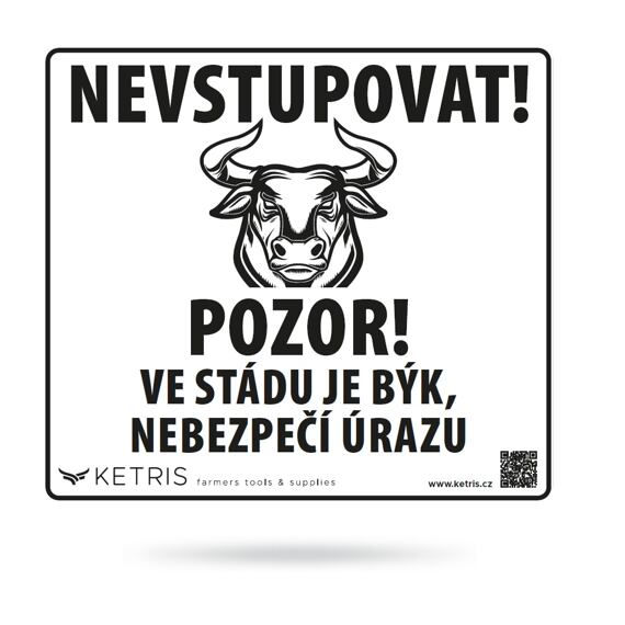 Výstražná tabulka "POZOR! BÝK" 21x19cm