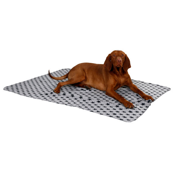 Fleecová deka pro psy Stella, 140 x 100 cm, šedá s hvězdami