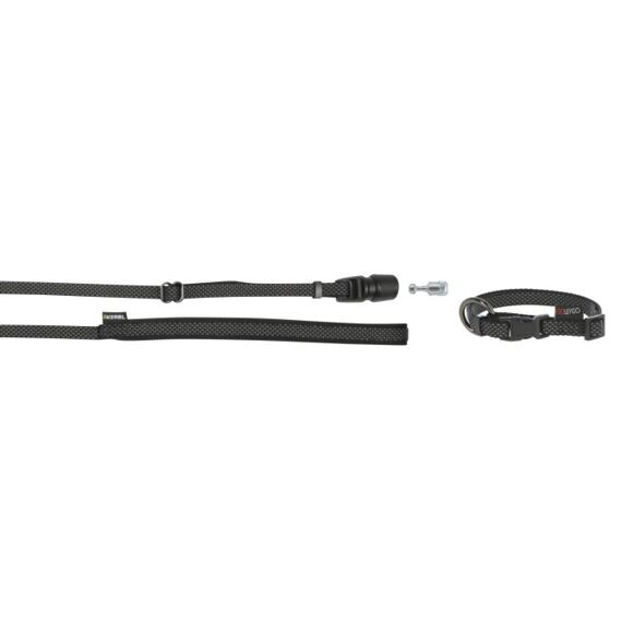 Obojek a vodítko GoLeyGo pro psy, černá