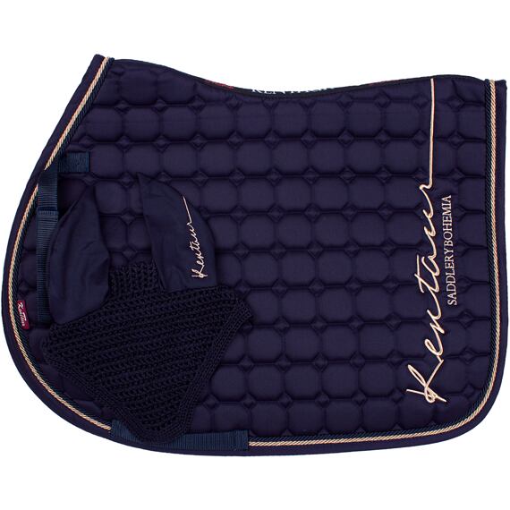 Podsedlová dečka KENTAUR  Rose Gold s náušníky, všestranná, tmavě modrá
