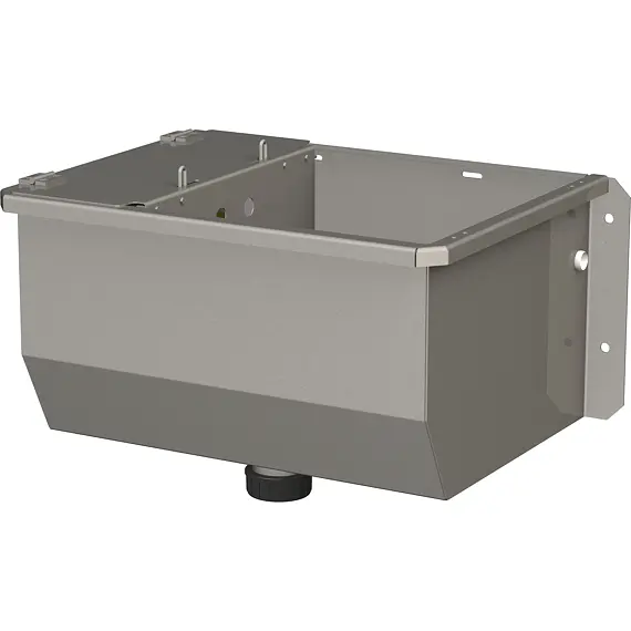 Rozsdamentes acél etetővályú, 35 l, 2"-os kiömlőnyílással, úszószeleppel