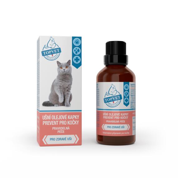 Topvet for Pets ušní kapky pro kočky prevent olejové, 50 ml