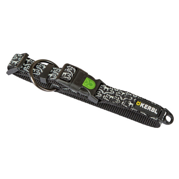 Obojek pro psy se svítícím potiskem Shiny NIGHT, černý