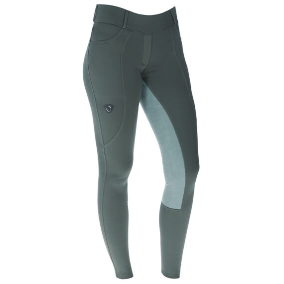 Dámské jezdecké legíny s koženým sedem Covalliero A/W 2023, nefritově zelená