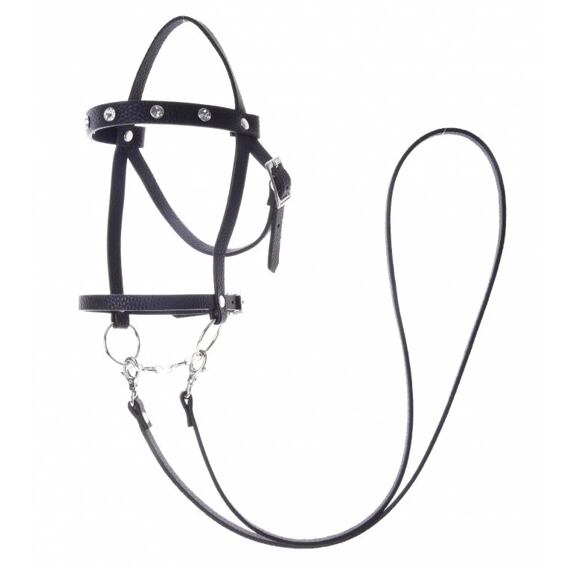 Kompletní uzdečka pro hobby horse LarDen z koženky, s kamínky, vel. M