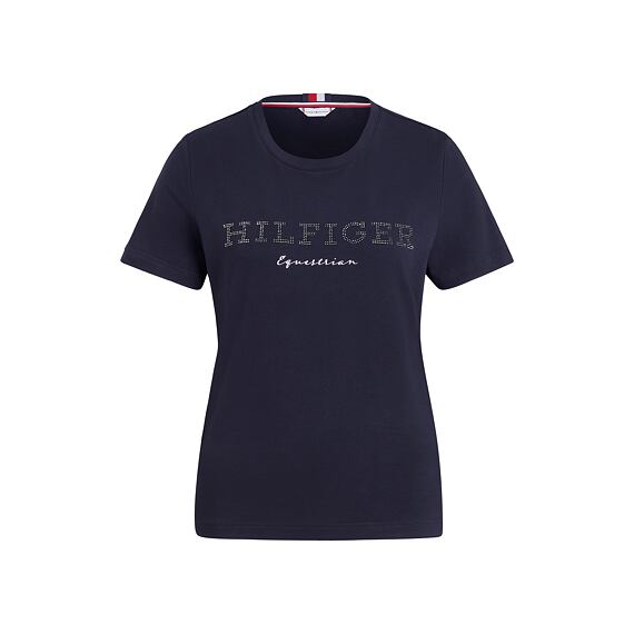 Tričko TOMMY HILFIGER Belmont Rhinestone, dámské, kolekce S/S 2025, tmavě modrá