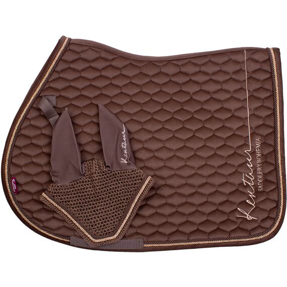Nyeregpárna + fülpárna KENTAUR Rose Gold bársony, barna, Full méret