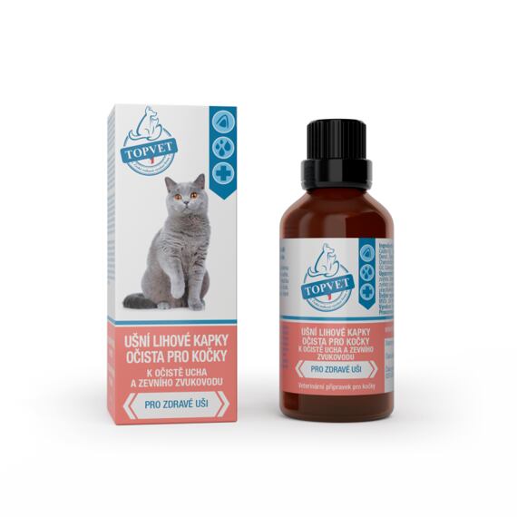 Topvet for Pets ušní kapky pro kočky prevent lihové, 50 ml