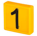 Plastové číslo na obojek, jednomístné, žluté