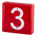 Plastové číslo na obojek, jednomístné, červené
