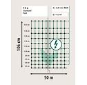 Síť pro drůbež PoultryNet, vodivá, výška 106 cm, délka 15 m, dvojitý hrot, zelená