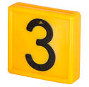 Plastové číslo na obojek, jednomístné, žluté