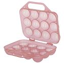 Műanyag, zárható doboz 12 tojáshoz, rózsaszín