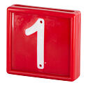 Plastové číslo na obojek, jednomístné, červené